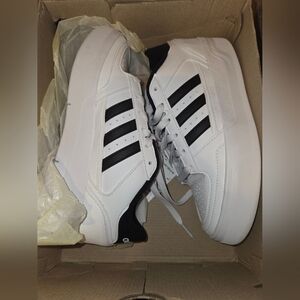 adidas White and Black Court-Style Athletic Sneakers